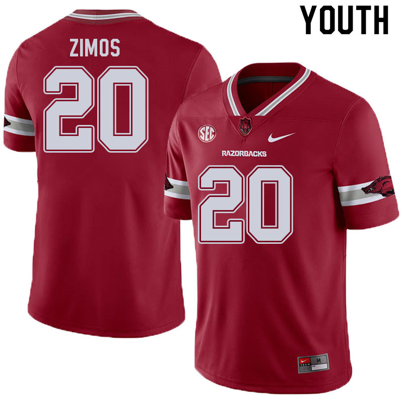 Youth #20 Zach Zimos Arkansas Razorbacks College Football Jerseys Sale-Alternate Cardinal